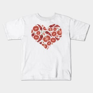 Red chilli peppers and tomatoes, realistic food print Kids T-Shirt